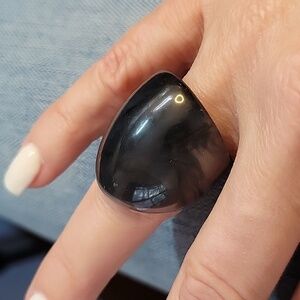BLACK SMOKE SWIRL DOME RING, METAL FREE